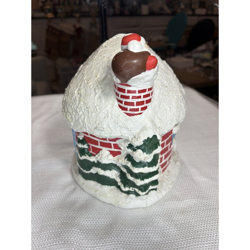 🎅Vintage  Ceramic Santa Christmas House Snowman- canister 1984
